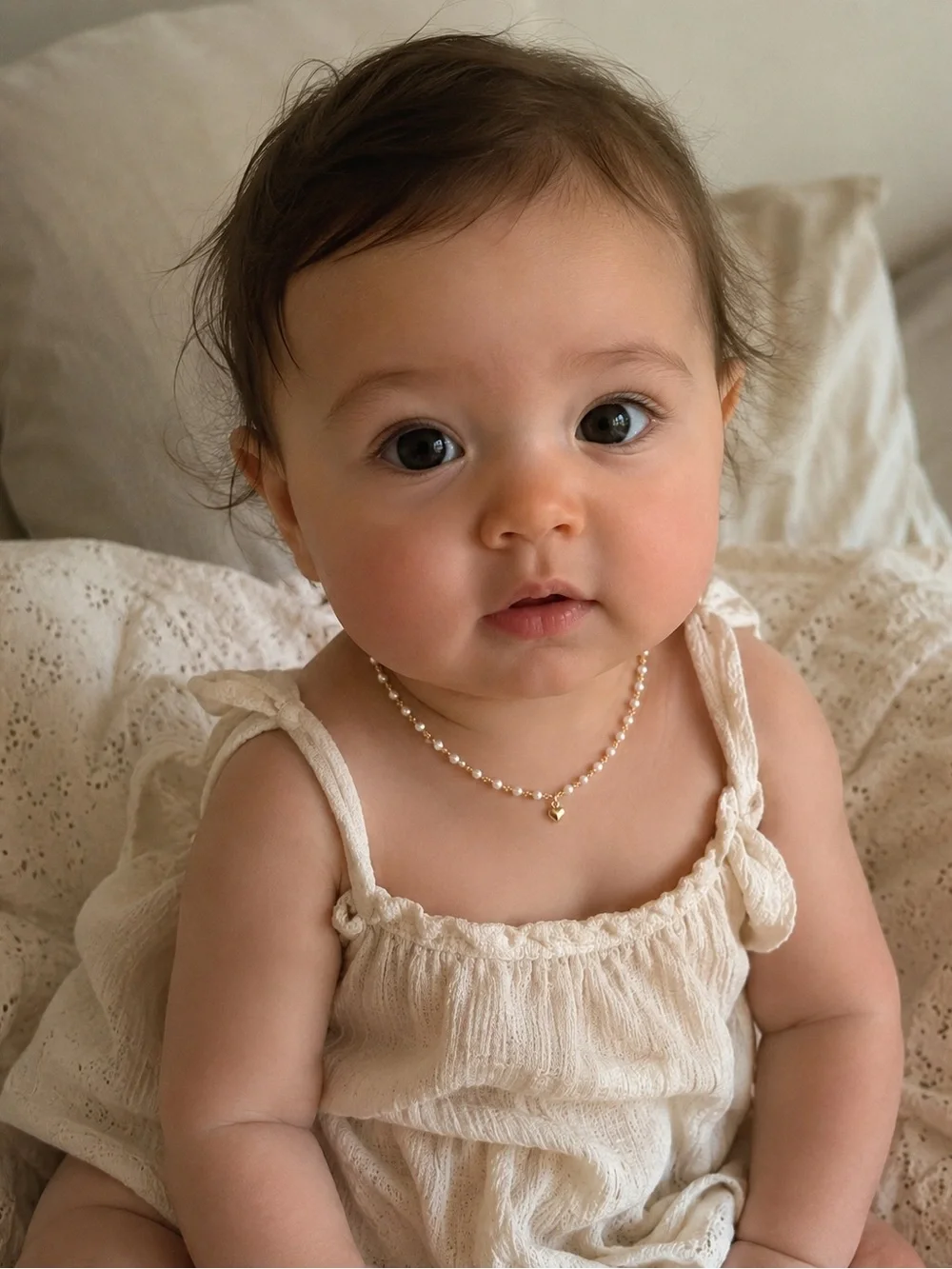 Pearl Heart Pendant Necklace for Kids - Gold Accent